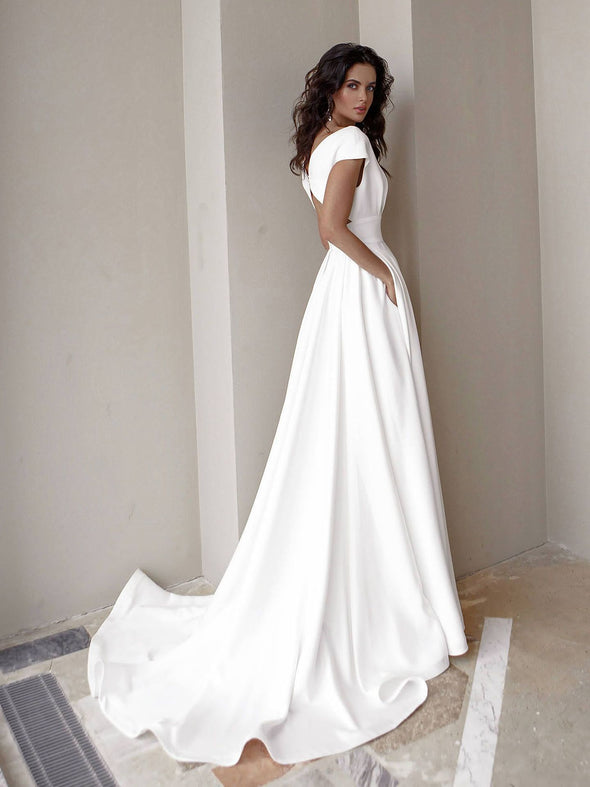 Chest-wrapped Ruffled Mid-waist Solid Color Long Dress