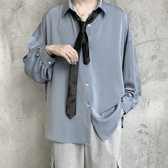 Korean Black Long-sleeved Shirts